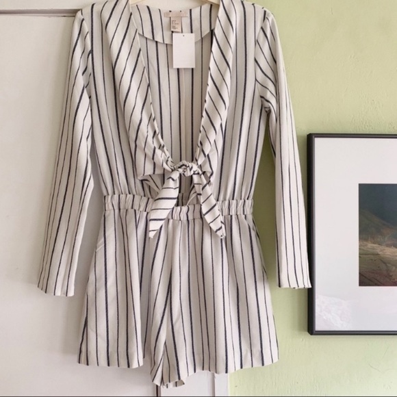 H&M Pants - NWT H&M Cut-Out Tie Striped Romper